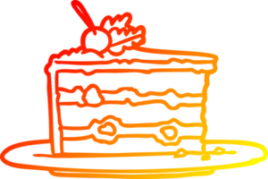 chaud pente ligne dessin de une savoureux dessert, gâteau png