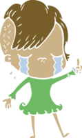 niña llorando de dibujos animados de estilo de color plano png