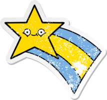 distressed sticker of a cute cartoon shooting rainbow star png