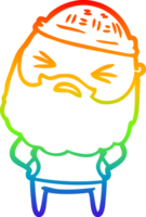 rainbow gradient line drawing of a cartoon man with beard png
