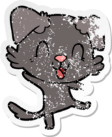 distressed sticker of a laughing cartoon dog png