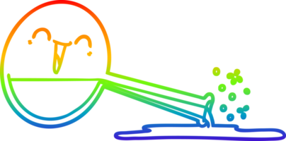 Regenbogen Gradient Linie Zeichnung von ein glücklich Karikatur verschüttet Chemikalien png