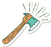 sticker of a tattoo style hatchet axe png