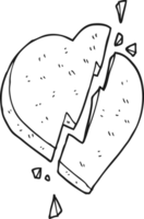 mano dibujado negro y blanco dibujos animados roto corazón símbolo png
