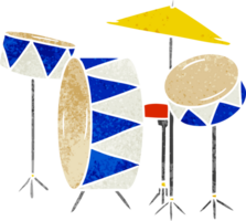 mão desenhado retro desenho animado rabisco do uma tambor kit png