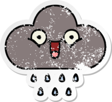 distressed sticker of a cute cartoon storm rain cloud png