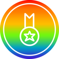 medalha prêmio circular ícone com arco Iris gradiente terminar png