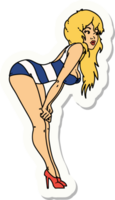 sticker of tattoo in traditional style of a pinup girl in swimming costume png