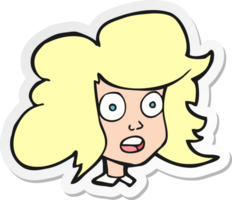 sticker of a cartoon surprised female face png