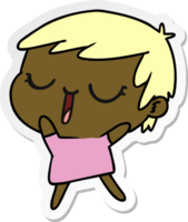 hand drawn sticker cartoon of cute kawaii short haired girl png