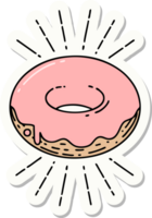 sticker of a tattoo style iced donut png