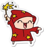 hand drawn sticker cartoon of a happy little wizard png