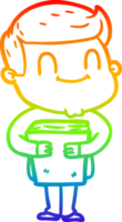 rainbow gradient line drawing of a cartoon friendly man png