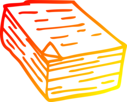 warm gradient line drawing of a cartoon pile of paper png