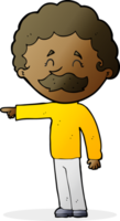 caricatura, hombre, con, bigote, señalar png