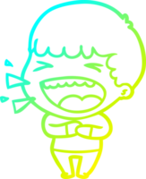 cold gradient line drawing of a cartoon laughing man png
