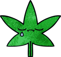 retro grunge structuur tekenfilm van een marihuana blad png