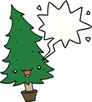 carino cartone animato Natale albero con discorso bolla png