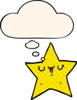 cartoon star with thought bubble in comic book style png