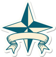 tattoo style sticker with banner of a star symbol png