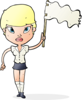 cartoon woman waving white flag png