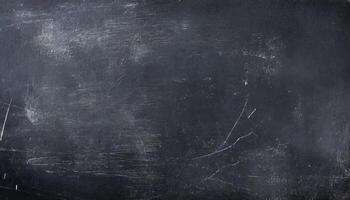 AI generated A heavily scratched and worn-out black surface, grungy, dirty and scratches, Black textured background, wide banner with copyspace photo