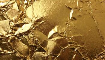 AI generated A textured surface of golden foil, gold texture background foil crumpled golden photo