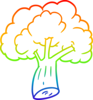 rainbow gradient line drawing of a cartoon broccoli png