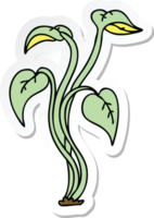 klistermärke av en knäppa hand dragen tecknad serie växt png
