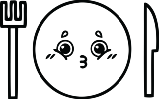 line drawing cartoon of a dinner plate png