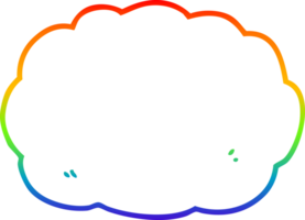 rainbow gradient line drawing of a cartoon cloud png