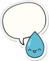 cartoon cute raindrop with speech bubble sticker png