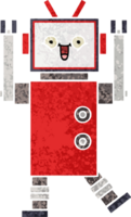 retro illustration style cartoon of a happy robot png
