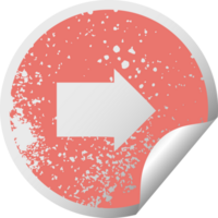 distressed circular peeling sticker symbol of a arrow symbol png