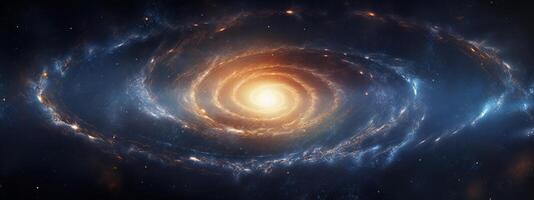 AI generated A stunning and vibrant spiral galaxy with a bright core and swirling arms filled with stars photo