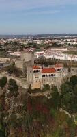 vertical vídeo castillo de leiria, Portugal aéreo ver video