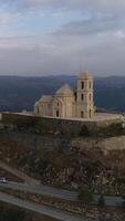 Vertical Video of Senhora da Graca in Portugal Aerial View