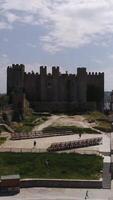 Vertical Video Village of Obidos in Portugal Aerial View