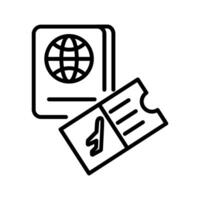 icono de vector de billete y pasaporte