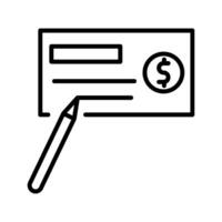 icono de vector de cheque de escritura