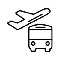 autobús en el icono de vector de aeropuerto