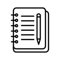 icono de vector de cuaderno y pluma