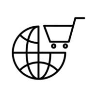 icono de vector de compras del mundo