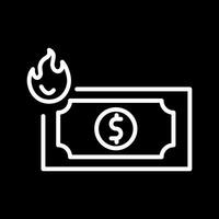 dólar en icono de vector de fuego