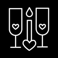 icono de vector romántico de dos vasos