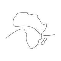 África mapa uno línea Arte vector