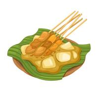 Sate Padang Indonesian Food Cartoon illustration Vector