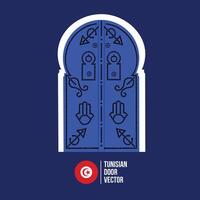 Tunisian traditional blue door artwork vector