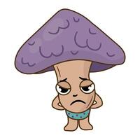 Cute Retro mushroom character. White background, isolate vector