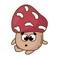 Cute Retro mushroom character. White background, isolate vector